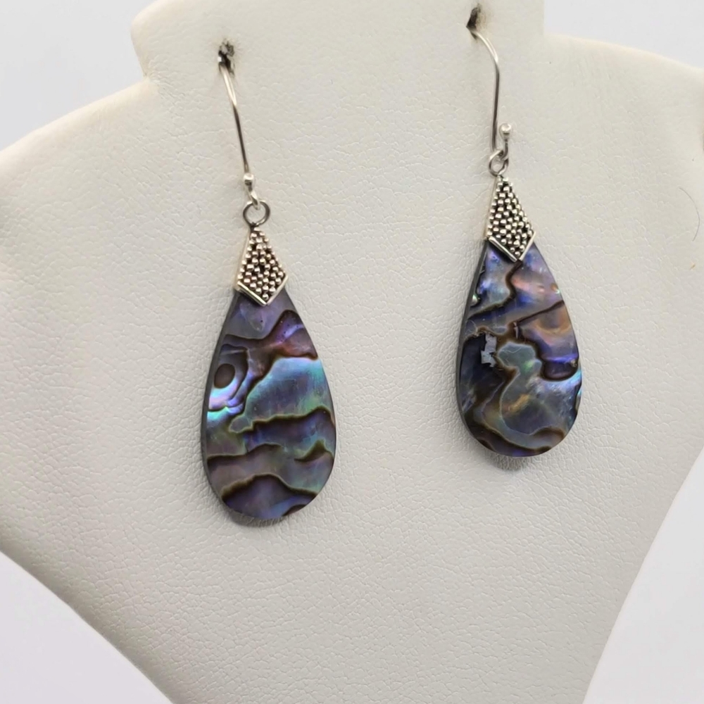 NEW Abalone Shell Earrings in 925 Sterling Silver - Picture 4 of 6